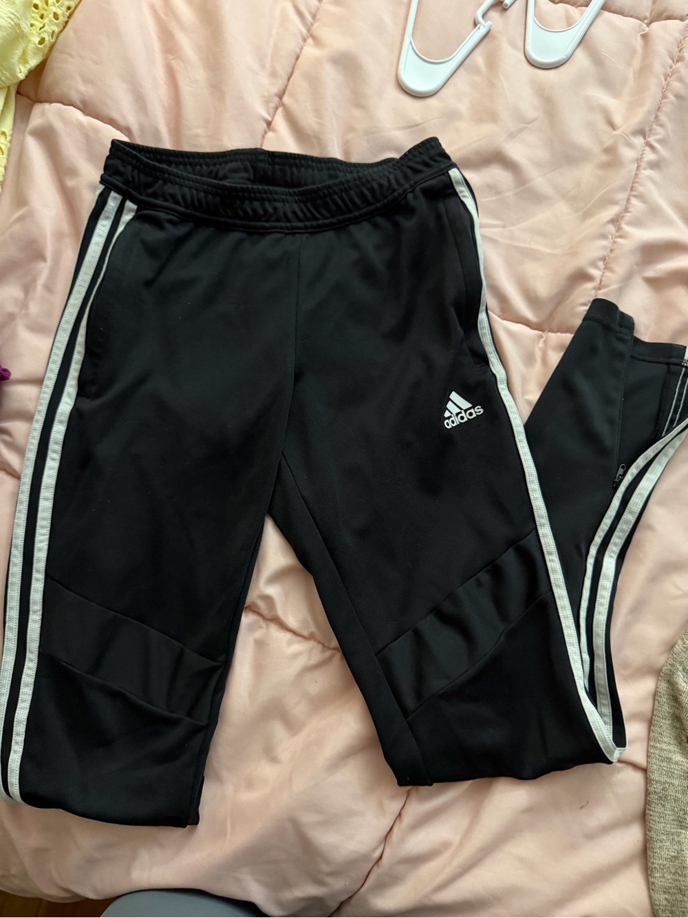 adidas Black Kids Track Pants with White Side Stripes